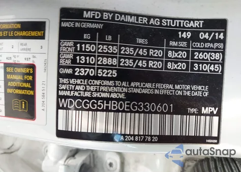 2014 Mercedes-Benz Glk 350 из США, поврежденный, VIN WDCGG5HB0EG330601